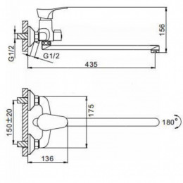 Смеситель для ванны Frap F2214-B хром