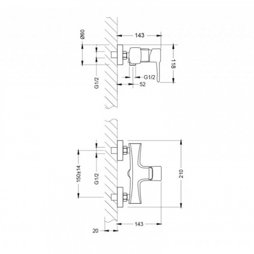 Смеситель для душа Lemark Evita LM0503C хром