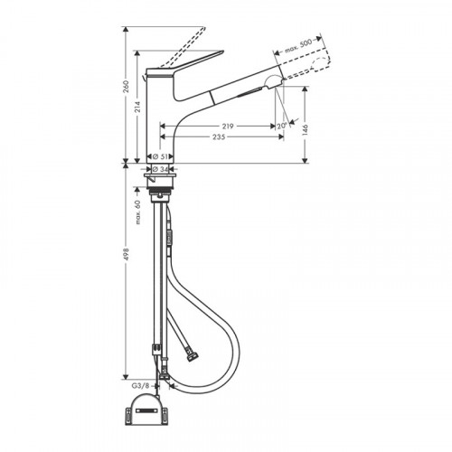 Смеситель для кухни Hansgrohe Zesis M33 74803000 хром