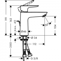 Смеситель для раковины Hansgrohe Talis E 71710000 110 mm с донным клапаном