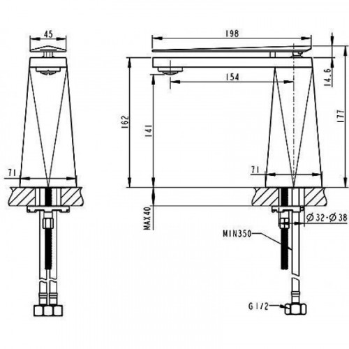 Смеситель для раковины Bravat Diamond F118102C-2-ENG