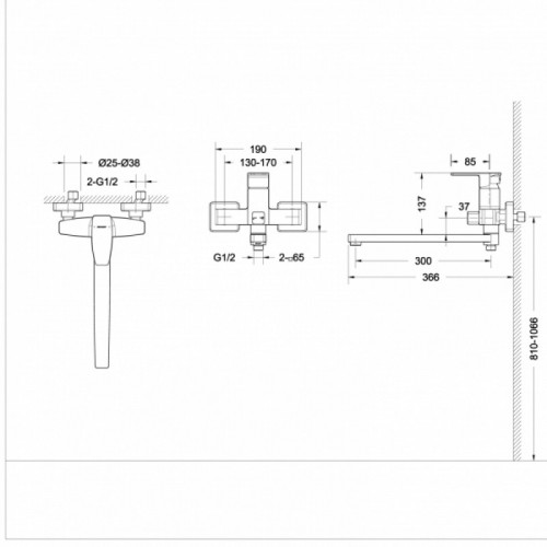 Смеситель универсальный Bravat Riffle F672106C-L
