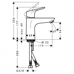 Смеситель для раковины Hansgrohe Focus 31517000 100 mm