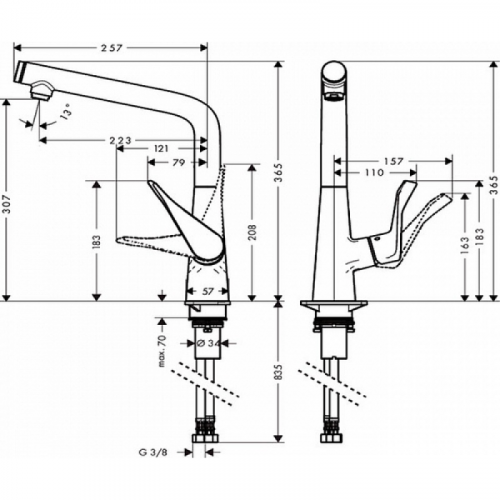 Смеситель для кухни Hansgrohe Metris Select 14883800