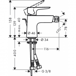 Смеситель для биде Hansgrohe Talis E 71720000 с донным клапаном