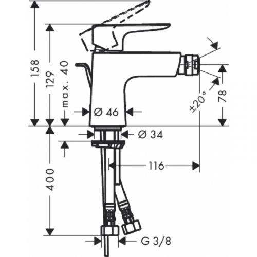 Смеситель для биде Hansgrohe Talis E 71720000 с донным клапаном