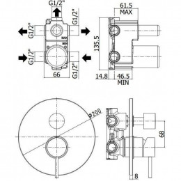 Смеситель для душа Paffoni Light, черный матовый LIG019NO
