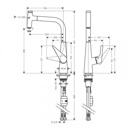 Смеситель для кухни Hansgrohe Talis M51 72826800 сталь