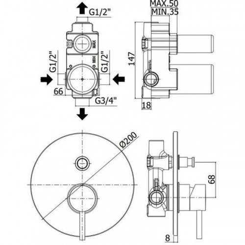 Смеситель для душа Paffoni Light, черный матовый LIG015NO