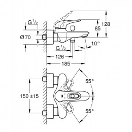 Смеситель для ванны Grohe Eurostyle New 33591003