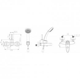 Смеситель для ванны с коротким изливом с аксессуарами Bravat Spring F679113C-B