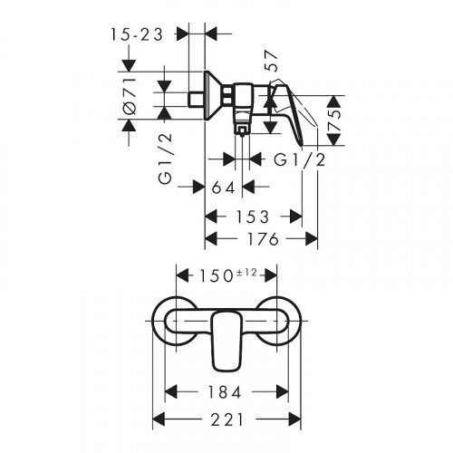 Смеситель для душа Hansgrohe Logis 71600670 матовый черный