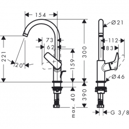 Смеситель для раковины Hansgrohe Logis 71130000 210 mm с донным клапаном