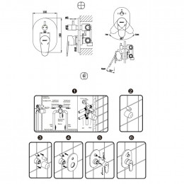 Смеситель встраиваемый в стену 3-функц (латунное тело в комплекте) FB848238CP-3-RUS