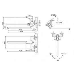 Смеситель для ванны c длинным изливом Bravat Eler F6191238CP-01L-RUS