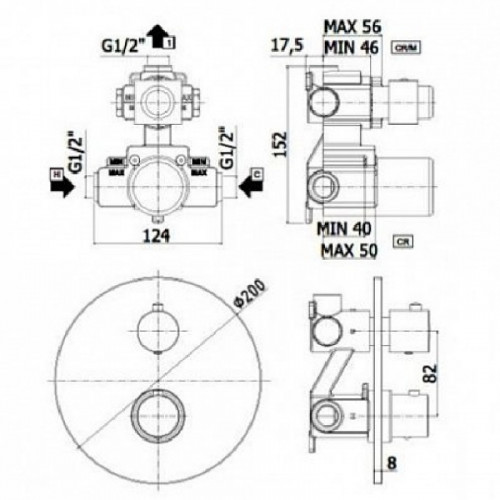 Смеситель для душа Paffoni Light LIQ013NO с термостатом Черный матовый