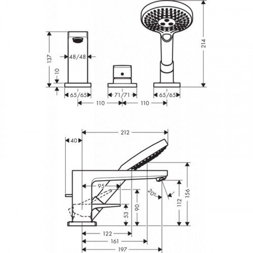 Смеситель Hansgrohe Metropol 32550000 для ванны