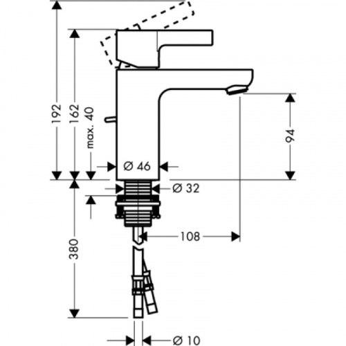 Смеситель для раковины Hansgrohe Metris Е 31060000 с донным клапаном