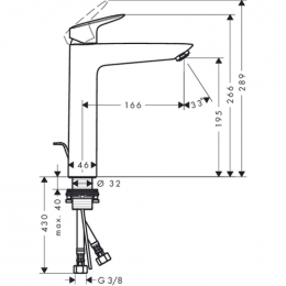 Смеситель для раковины Hansgrohe Logis 71090000 190 mm с донным клапаном
