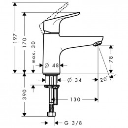 Смеситель Hansgrohe Focus Monotrou 31931000 для ванны (расход воды 20 л./мин.)