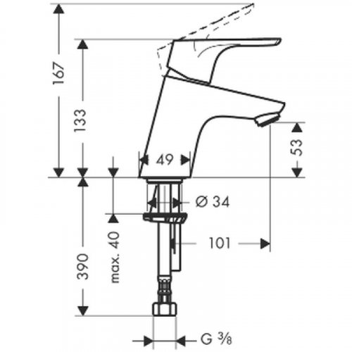 Смеситель для раковины Hansgrohe Focus 31733000 70 mm