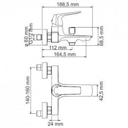 Смеситель для ванны WasserKRAFT Neime 1901 с коротким изливом