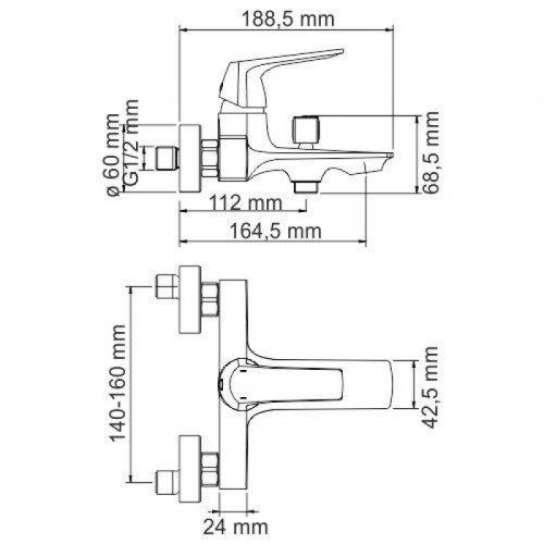 Смеситель для ванны WasserKRAFT Neime 1901 с коротким изливом