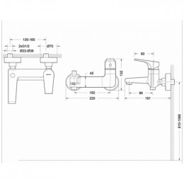 Смеситель для ванны c коротким изливом Bravat Vega F6119177CP-01