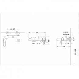 Смеситель для ванны c коротким изливом Bravat Wave F674108C-01
