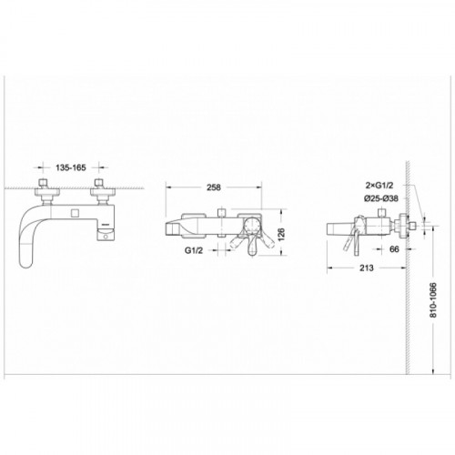 Смеситель для ванны c коротким изливом Bravat Wave F674108C-01