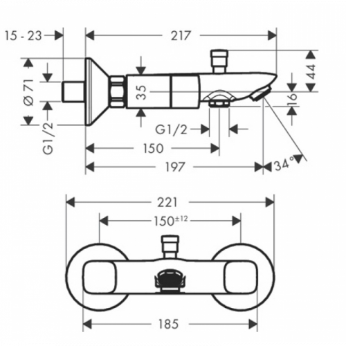 Смеситель для ванны Hansgrohe Logis 71243000