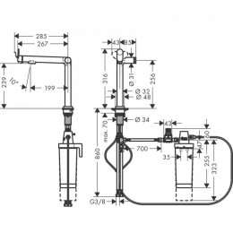 Смеситель для кухни Hansgrohe Aqittura M91 76804670 с подключением к фильтру