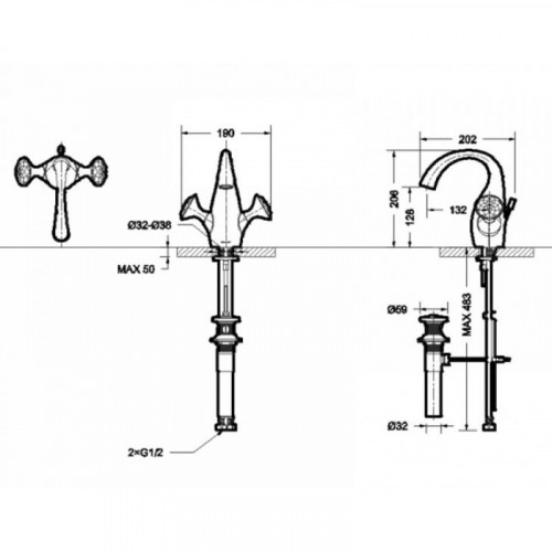 Смеситель для раковины Bravat Swan F14287G-ENG