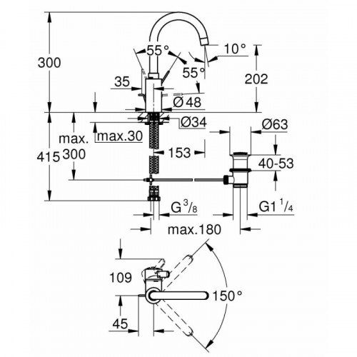 Смеситель для раковины Grohe Eurosmart Cosmopolitan 32830001