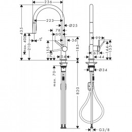 Смеситель для кухни Hansgrohe Talis M54 с вытяжным душем 72800670 черный матовый