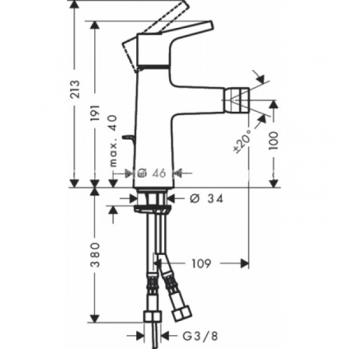 Смеситель для биде Hansgrohe Talis S New 72200000 со сливным клапаном