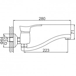 Настенный смеситель Ledeme L4614-B хром