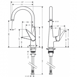 Смеситель для кухни Hansgrohe Talis S New 72810000 260 mm с поворотным изливом