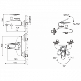 Смеситель для ванны c коротким изливом Bravat Loop F6124182BM-01-RUS