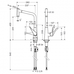 Смеситель для кухни Hansgrohe Metris 14820800 на 1/2 с выдвижным изливом