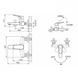 Смеситель для ванны c коротким изливом Bravat Eler F6191238CP-01-RUS