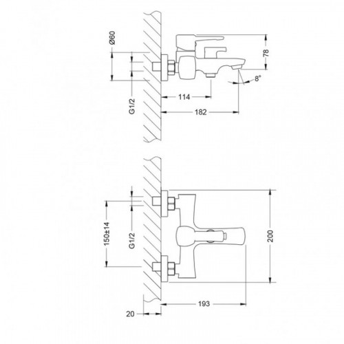 Смеситель для ванны Lemark Evita LM0514C хром