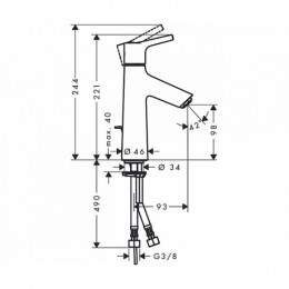 Смеситель для раковины Hansgrohe Talis S New 72020000 110 mm с донным клапаном