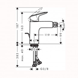Смеситель для биде Hansgrohe Logis 71200670 черный матовый