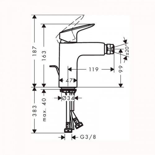Смеситель для биде Hansgrohe Logis 71200670 черный матовый