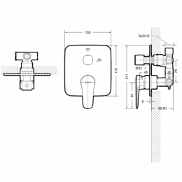 Смеситель для ванны Bravat Source с душем (внешняя часть) PB8173218BW-2-ENG