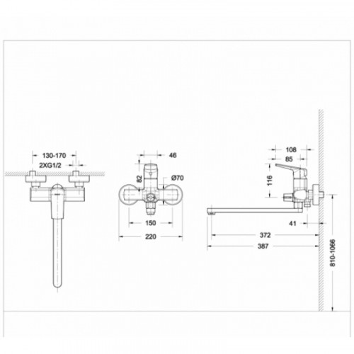 Смеситель для ванны c длинным изливом Bravat Real F6121179CP-01L