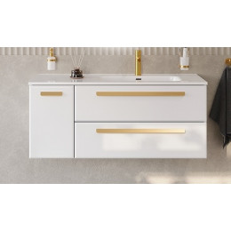 Cezares Тумба с раковиной Eco Cer-N 120-1 R bianco lucido CZR-8095-120-R ручки сатиновое золото