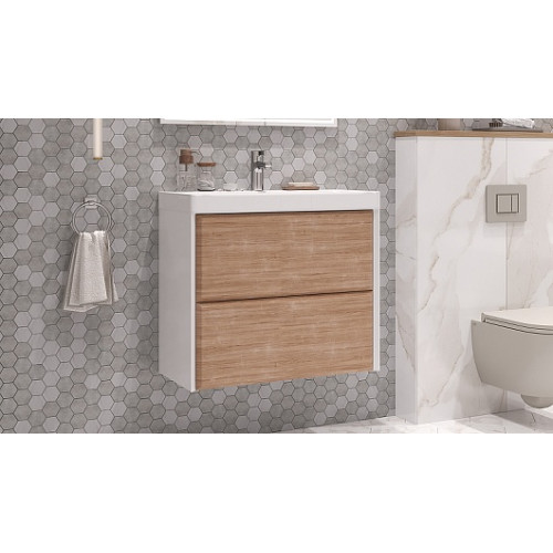 Velvex Тумба с раковиной Gesso 70 дуб сонома/белая