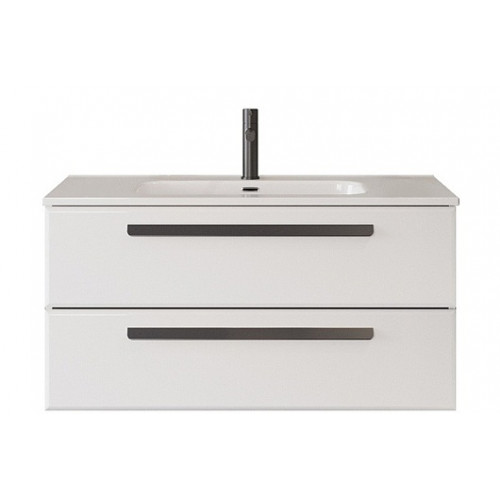 Cezares Тумба с раковиной Eco Cer-N 100 bianco opaco CZR-8095-100 ручки чёрные